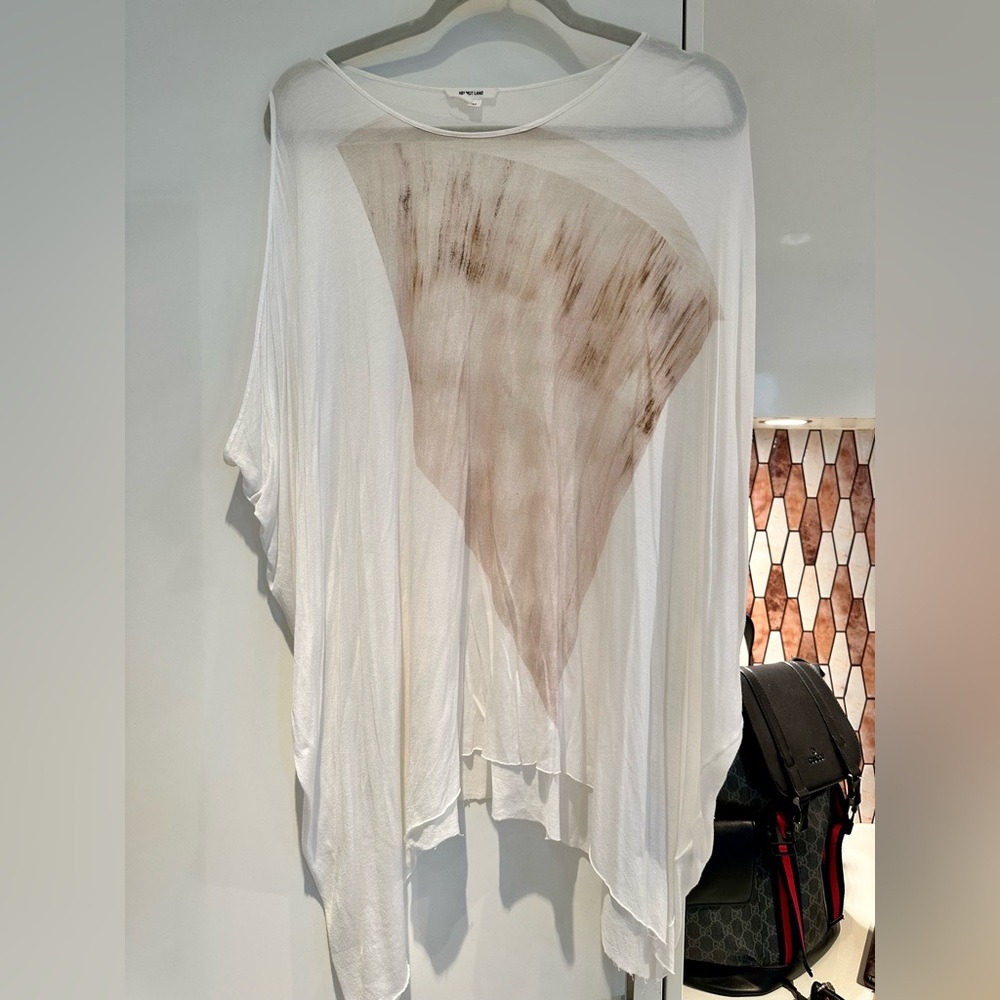 Helmut Lang White and Brown Asymmetrical Top